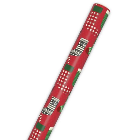 Hallmark Stockings on Red Jumbo Christmas Wrapping Paper 90 sq. ft. - Picture 5 of 5
